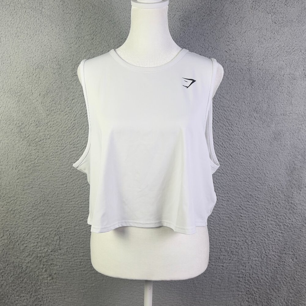 Gymshark Training Crop Tank Top Womens XL White Sleeveless Athletic Workout Gym